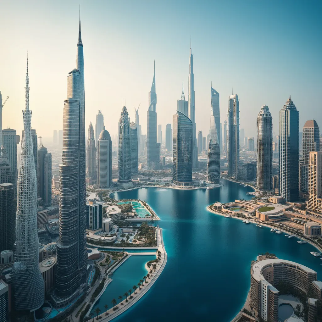 رؤية بانورامية لمدينة أعمال حديثة